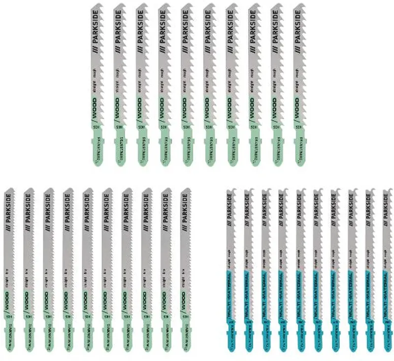 Decoupeerzaagbladen set - 30 delig - Voor hout, kunststof, non ferro metaal zoals aluminium de Parkside – image du produit