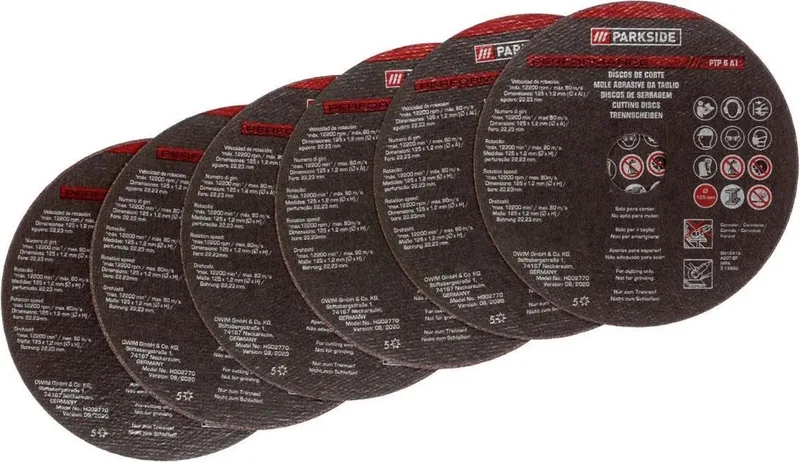 Doorslijpschijven 125 mm 6 Stuks - Slijpschijven geschikt voor gangbare haakse slijpers de Parkside – image du produit