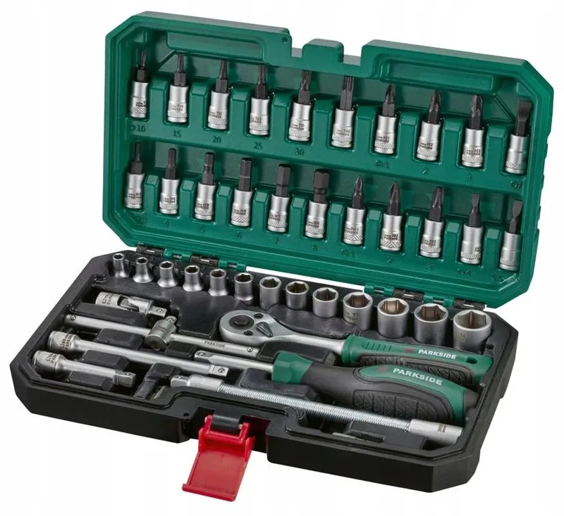 Doppelsleutelset 46 Delen met Ratel von Parkside, Grün – Produktbild