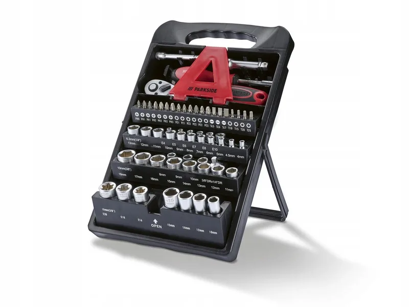 Doppenset 61 Delen met Ratel en Bits by Parkside, Silver – product image