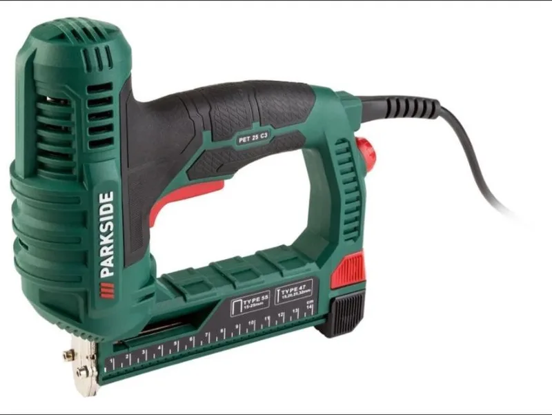 Elektrisch spijkerpistool 15-32 mm - Tacker - Elektrisch Nietpistool 15-25 mm - Inclusief 500 nietjes en 500 spijkers by Parkside – product image