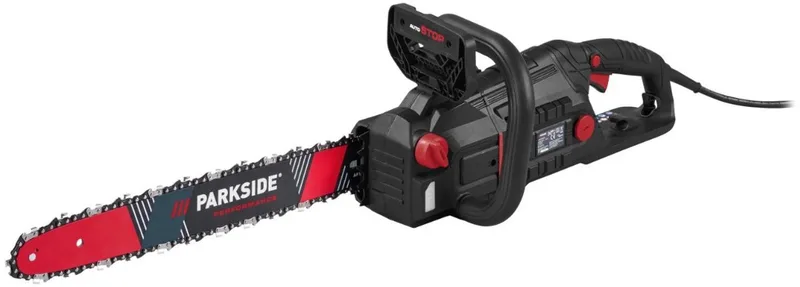 Elektrische kettingzaag 2500 W - Zaaglengte: 45 cm - Kettingsnelheid: 16 m/s - 62 aandrijfschakels - Accessoires: 1x Kettingbeschermkap, 1x 130 ml Bio-kettingolie, 1x Draagtas de Parkside – image du produit