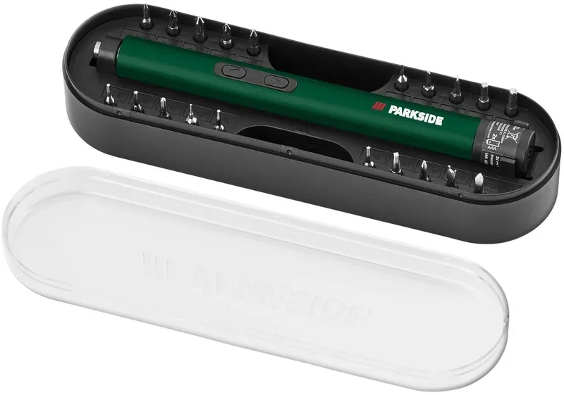 Elektrische mini Schroevendraaier - Met LED Werklamp - Accessoires inbegrepen by Parkside, Groen zwart – product image