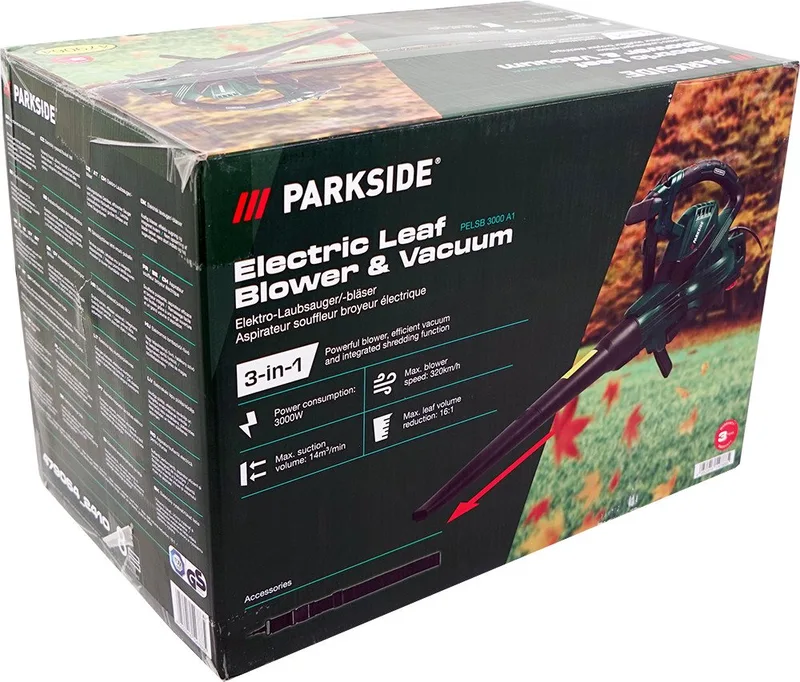Elektro-Laubsauger Elektro Laubsauger Laubbläser PELSB 3000 de Parkside, Vert – image du produit 2 sur 3