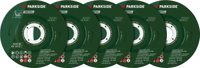 Fächerscheiben-Set / Klettschleifteller mit Schleifpapier-Set / Reinigungsscheibe / Schruppscheiben-Set von Parkside – Produktbild