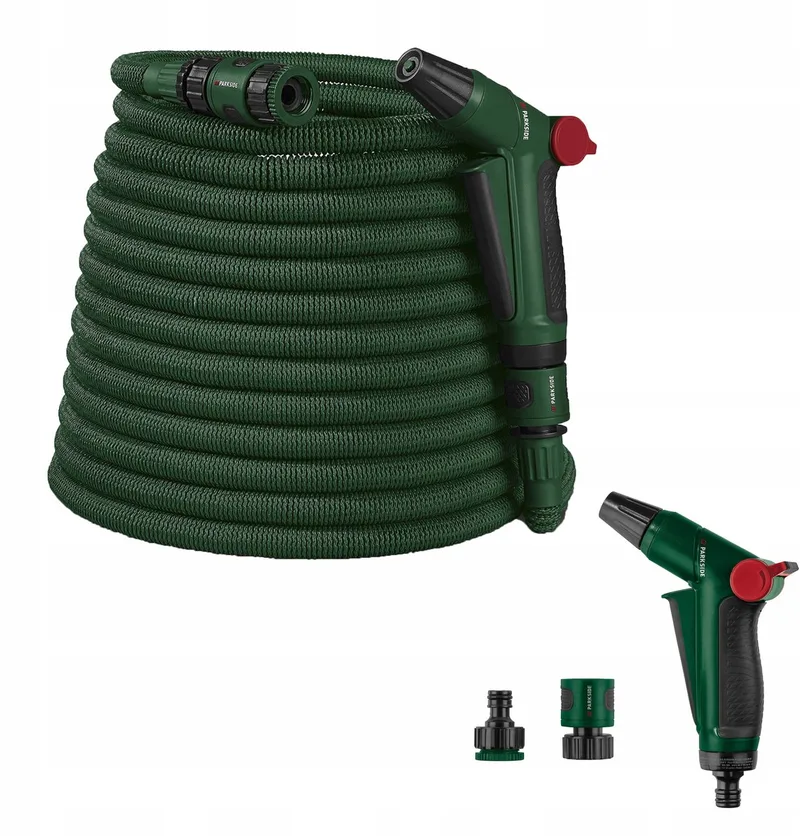 Flexibele tuinslang Groen - 30 meter lang - Max 4.5 bar - Zonder knoop - Krimpt vanzelf klein de Parkside – image du produit