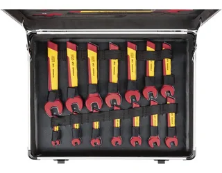 Gabelschlüssel Einmaul-Gabelschlüsselset Schraubenschlüssel 20-teilig inkl. Koffer (Set, 20-tlg) von Parkside, Gelb, Rot, Silber – Produktbild 3 von 5