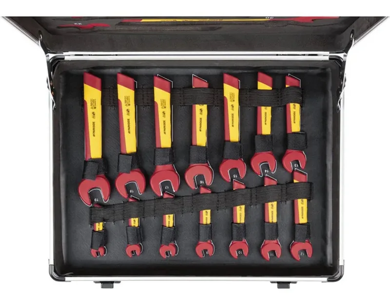 Gabelschlüssel Einmaul-Gabelschlüsselset Schraubenschlüssel 20-teilig inkl. Koffer (Set, 20-tlg) von Parkside, Gelb, Rot, Silber – Produktbild 3 von 5
