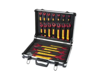 Gabelschlüssel Einmaul-Gabelschlüsselset Schraubenschlüssel 20-teilig inkl. Koffer (Set, 20-tlg) von Parkside, Gelb, Rot, Silber – Produktbild 1 von 5