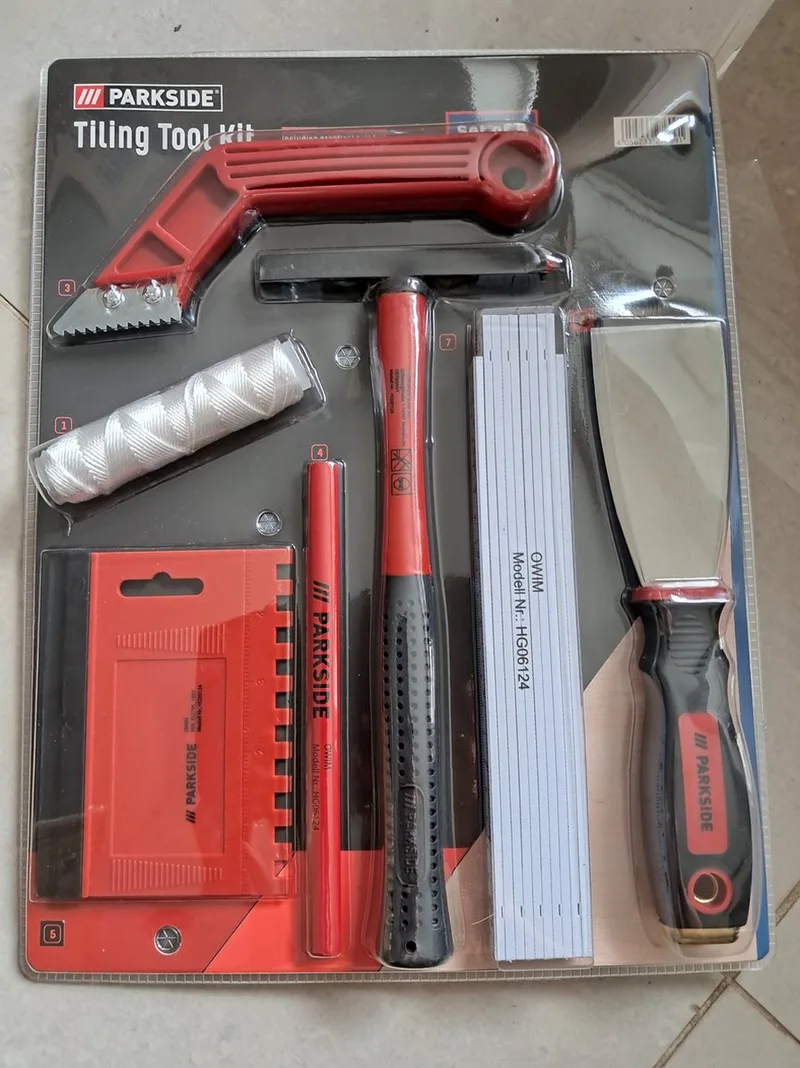 Gereedschapsset voor tegelwerk - Set van 8 - Incl heuptasje de Parkside, Rouge – image du produit