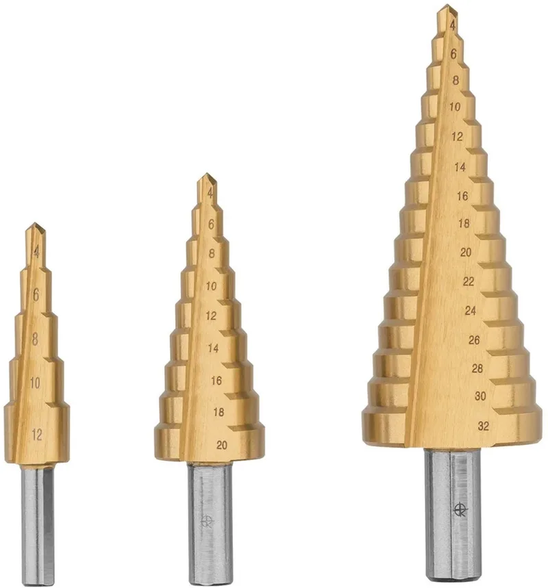 Getrapte boren set 3-delig - Stappenboor - Trapboor - Trappen Boor - HSS-staal met titanium coating de Parkside – image du produit