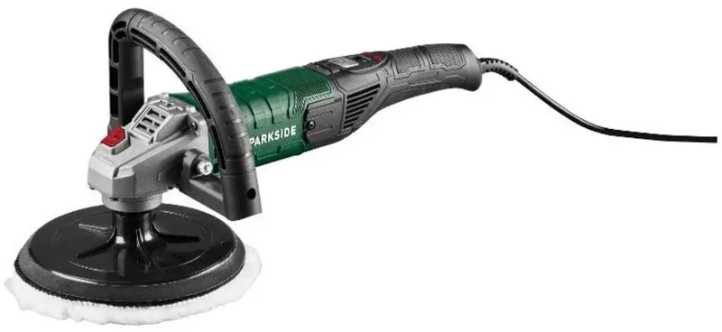 Haakse polijstmachine met 6 traps snelheidsregeling - Vermogen: 1200 W - Polijstoppervlak: Ø 18 cm - Voor het polijsten van verweerde lak en het verwijderen van krassen - Elektronisch geregelde motor met zacht opstarten en constante kracht de Parkside – image du produit