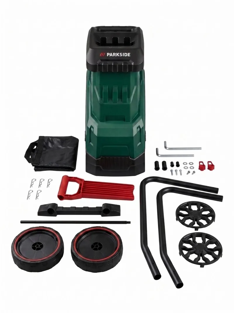 Hakselaar 2400W – Elektrische Houtversnipperaar met Opvangzak – Takkenversnipperaar voor Tuinafval – Veilig Duwstok-systeem – Krachtige Tuinhakselaar voor Snoeiafval de Parkside – image du produit