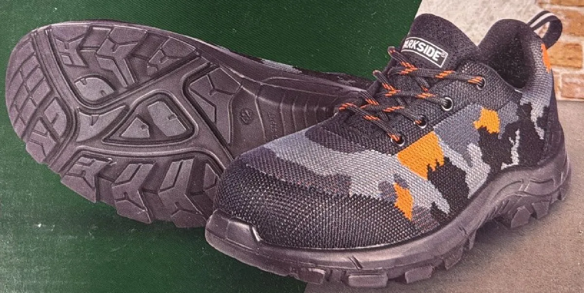 Heren Veiligheidsschoenen S1P - Echte Leer - Stalen neus - Penetratiebestendige zool - Camouflage kleur - Optimale bescherming door stalen neus en penetratiebestendige zool Geprofileerde PU-loopzool de Parkside, Camouflage, 42 – image du produit