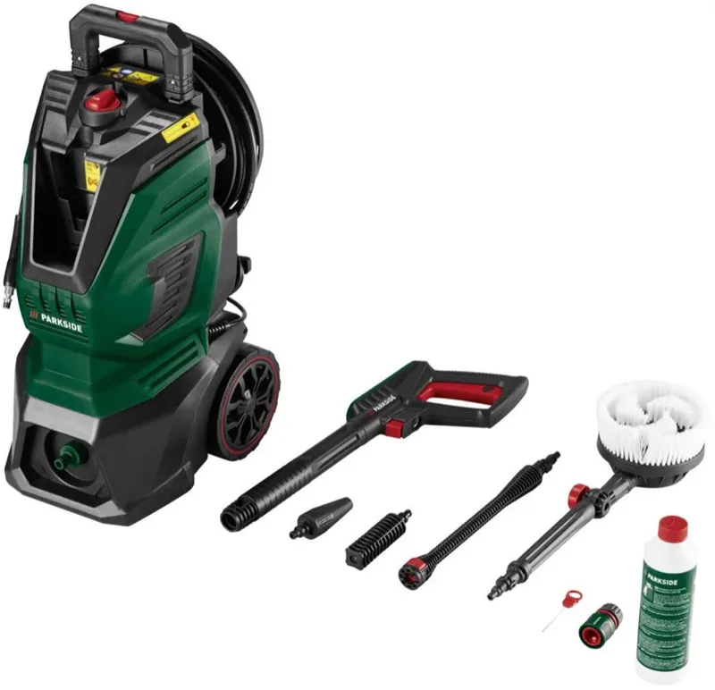 Hogedrukreiniger 170 bar - PHD170B2 - Debiet: max. 500 l/u - Vermogen: 2400 W - Energiebesparend automatisch start-stopsysteem - 10m anti-twist hogedrukslang - Hoge mobiliteit door lichtgewicht constructie, grote wielen en handgreep von Parkside – Produktbild