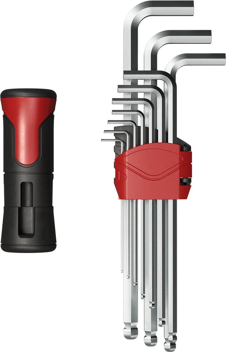 Inbussleutelset - De onmisbare set in je gereedschapskoffer - Inbussleutelset - 11-delig - In opklapbare kunststof houder by Parkside, Red – product image