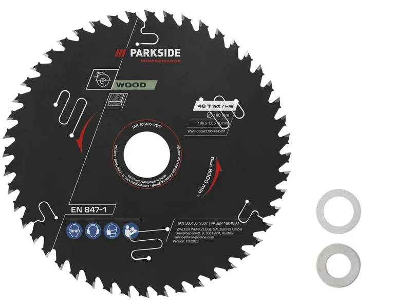 Kreissägeblatt »PKSBP 19024 A1 / PKSBP 19048 A1 / PKSBP 19060 A1«, Ø 190 mm (48 zähne) von Parkside – Produktbild