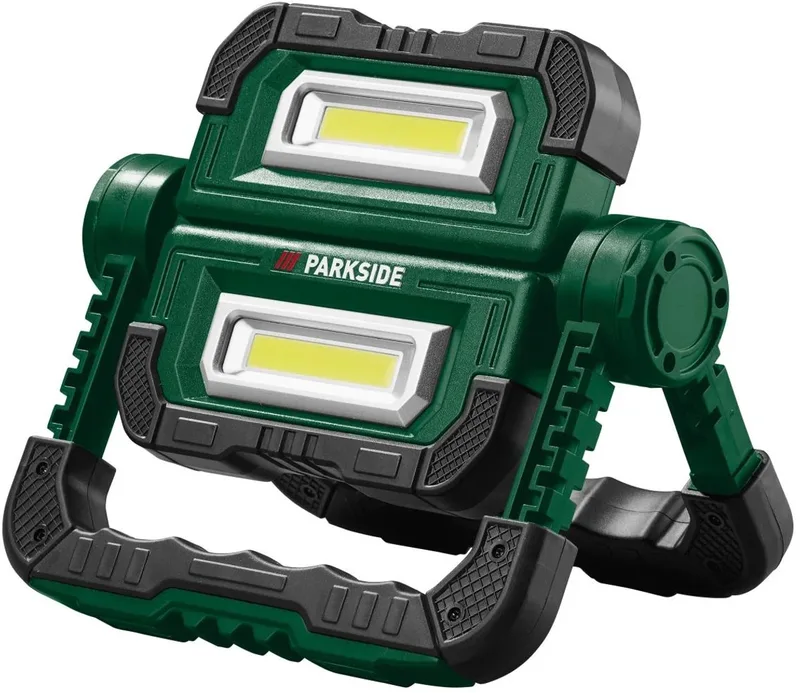 LED Bouwlamp - Werkt op batterijen - Lichtstroom: 700 lm - Kleurtemperatuur: 6500 K - De PARKSIDE® LED-bouwlamp geeft krachtig licht waar je het nodig hebt. Compact en makkelijk mee te nemen, ideaal voor elke klus - Werkt op batterijen de Parkside, Noir – image du produit