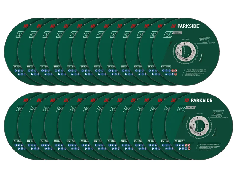 Metall-Trennscheiben / Schnellspannmutter für Winkelschleifer (Trennscheiben Set 25tlg.) fra Parkside – produktbillede