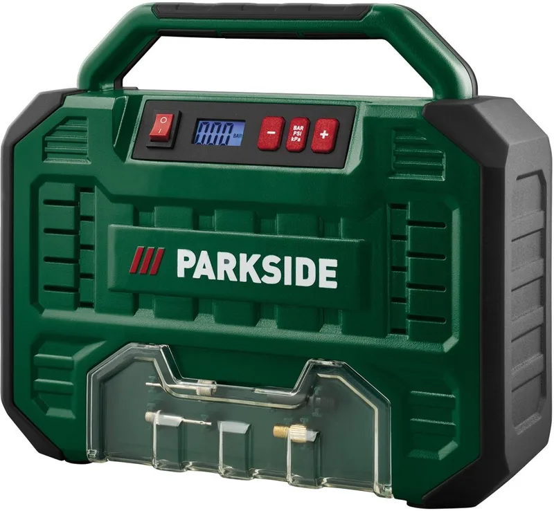 Mini Compressor 150 W - Vermogen: 150 W - Druk: max. 8 bar - Automatische ingangsspanningdetectie - Eenvoudige bediening - Robuuste behuizing de Parkside – image du produit