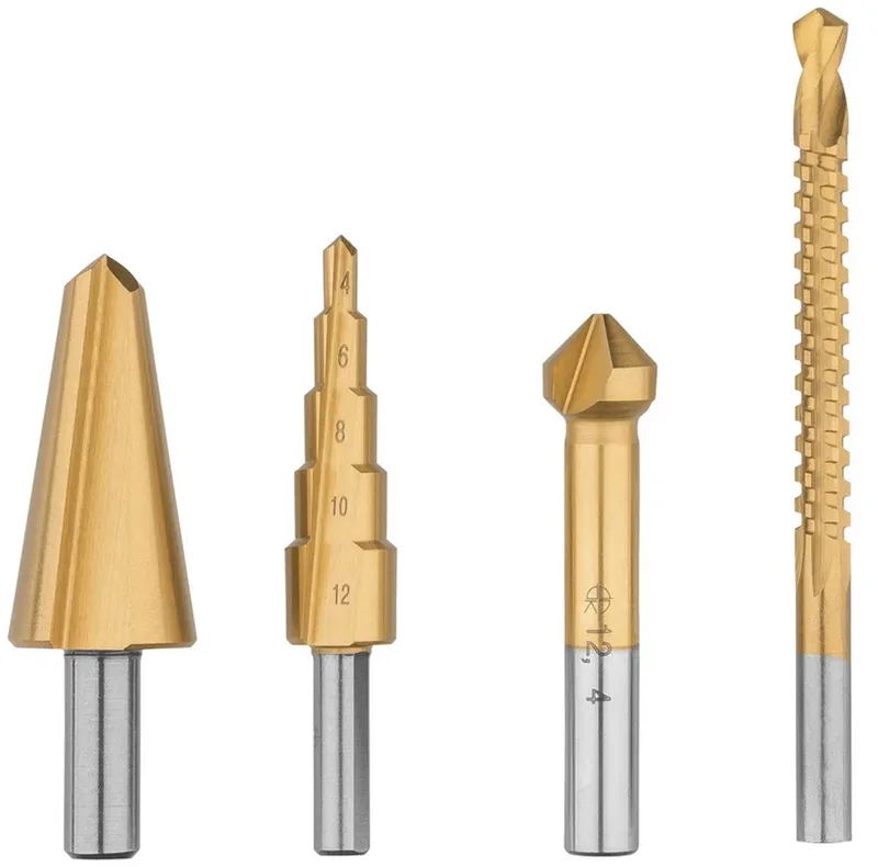 Multifunctionele Boren set 4-delig - Plaatschilboor - Trapboor - Freesboor - Verzinkboor voor hout en metaal - Boor van HSS-staal met titanium coating by Parkside – product image