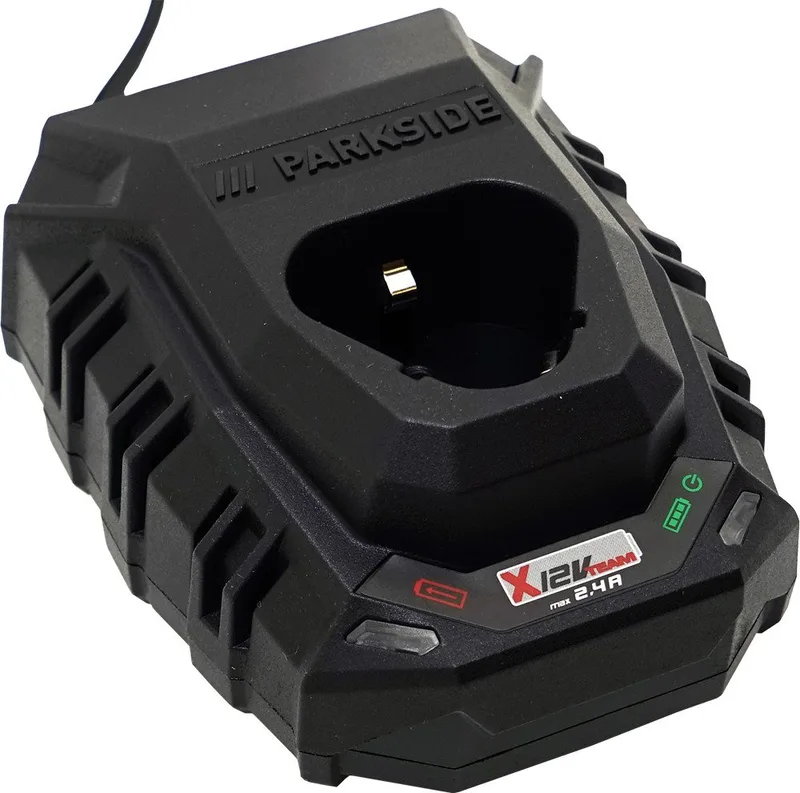 Parkside 12V Akku Ladegerät PLGK 12 A3, 2,4A / Serie PARKSIDE X12 V Team Werkzeug-Akku-Ladetechnik von Parkside, Schwarz – Produktbild