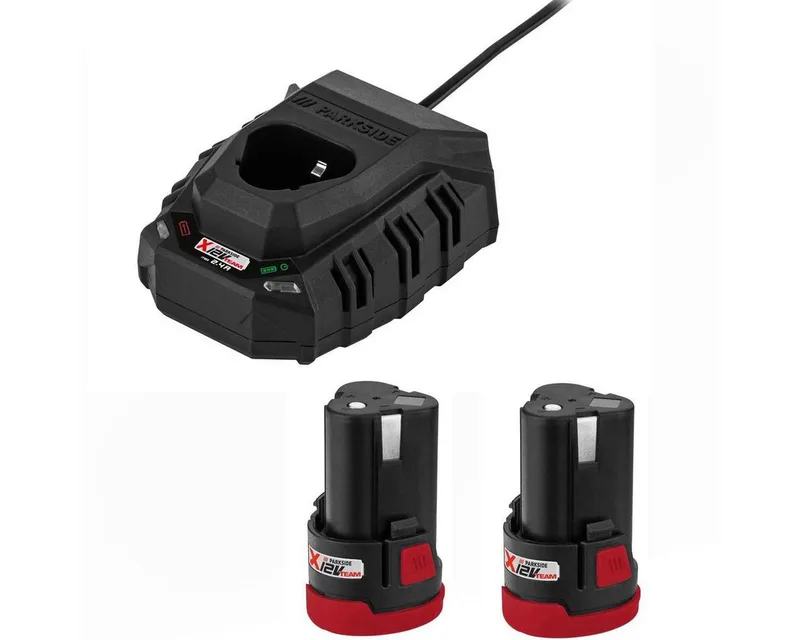 Parkside 2 x Akku 2.0 Ah PAPK 12 + Ladegerät für X-12-V Team Serie Akku Starter-Set von Parkside – Produktbild