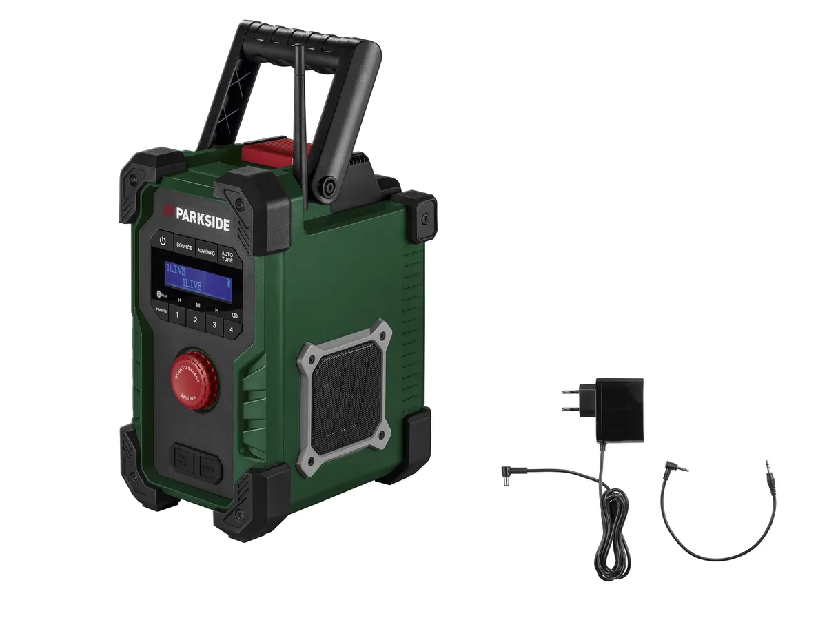 PARKSIDE® 20 V/ 12 V/ 230 V Akku-Baustellenradio »PBR 10 A1« ohne Akku – ohne Ladegerät van Parkside – productafbeelding