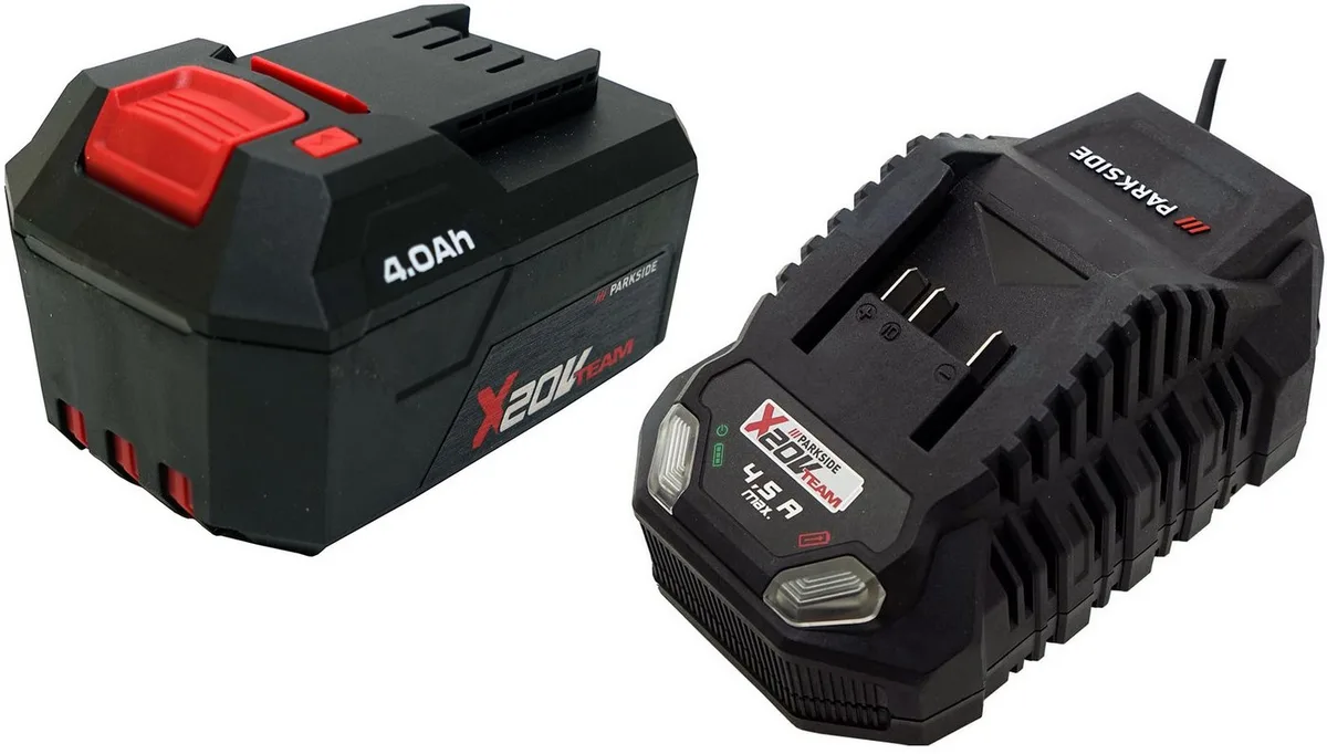 Parkside 20 V Akkuset 4 Ah, 1 Akku und Schnellladegerät 4,5 A Akku-Set (20 V) von Parkside – Produktbild