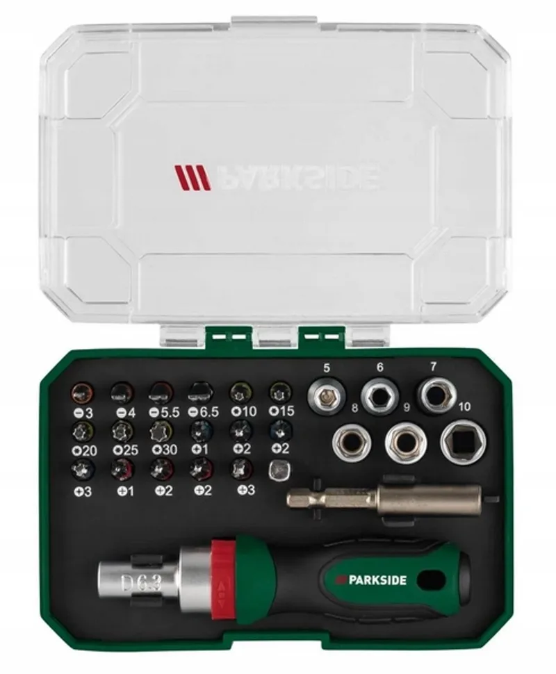 PARKSIDE 26-delige Bit- en Dopset met Schroevendraaier by Parkside, Green – product image