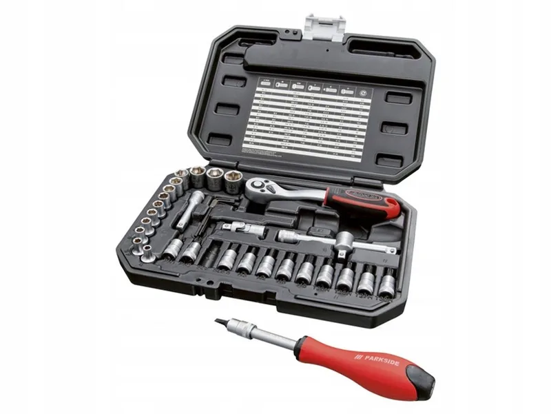 Parkside 36-delige 1/4" dopsleutelset met ratel van Parkside, Rood – productafbeelding