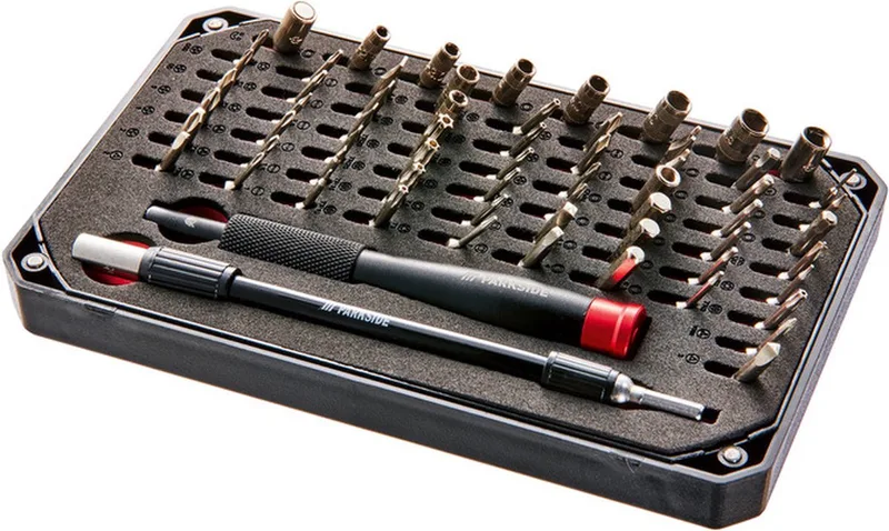 Precisiegereedschapsset - bitset 64 delig met flexibel verlengstuk von Parkside – Produktbild