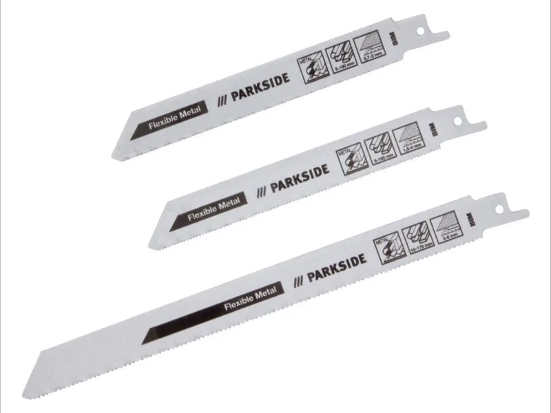 Reciprozaagbladen Fijn metaal 3 stuks - geschikt voor platen, buizen en profielen 3 bimetalen zaagbladen – flexibel en breukvast - Voor gangbare reciprozagen (geschikt voor bijv. Bosch, Hitachi, Makita, Metabo) fra Parkside – produktbillede