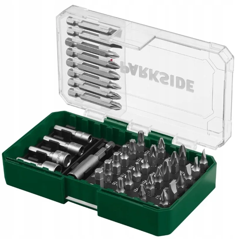 Schroefbitset met Magnetische Houder - 37 Delig by Parkside, Green – product image