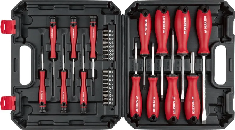 Schroevendraaier set 32-delig - Stevige Koffer - Magnetische Steekgreep by Parkside, Black – product image