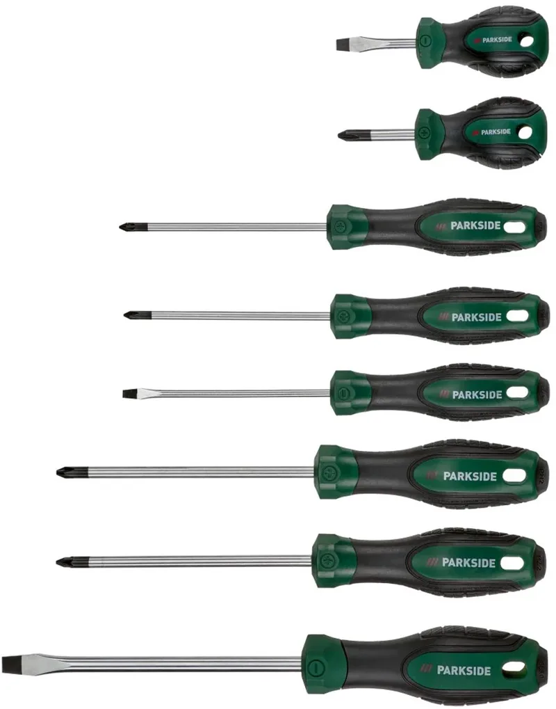 Schroevendraaierset 8 delig - Met magnetische punt by Parkside, Green – product image