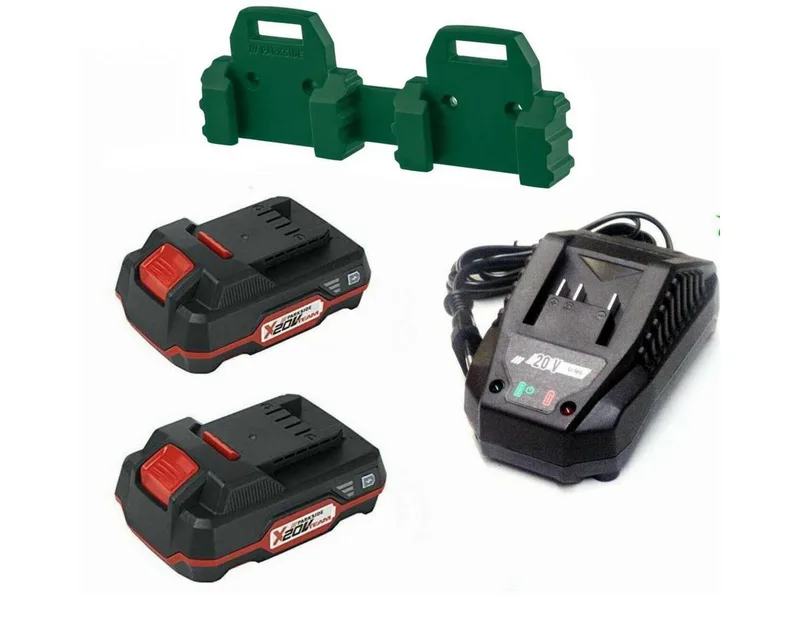 Starterset 2 x Akku 20 V 2.0 Ah PAP 20, Ladegerät, 2 Wandhalter Akku Starter-Set de Parkside – image du produit