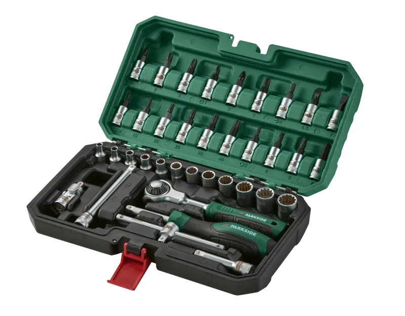 Steckschlüssel-Satz mit Schwenkkopf-Ratsche (Roto Ratschenset 37 tlg.) by Parkside – product image