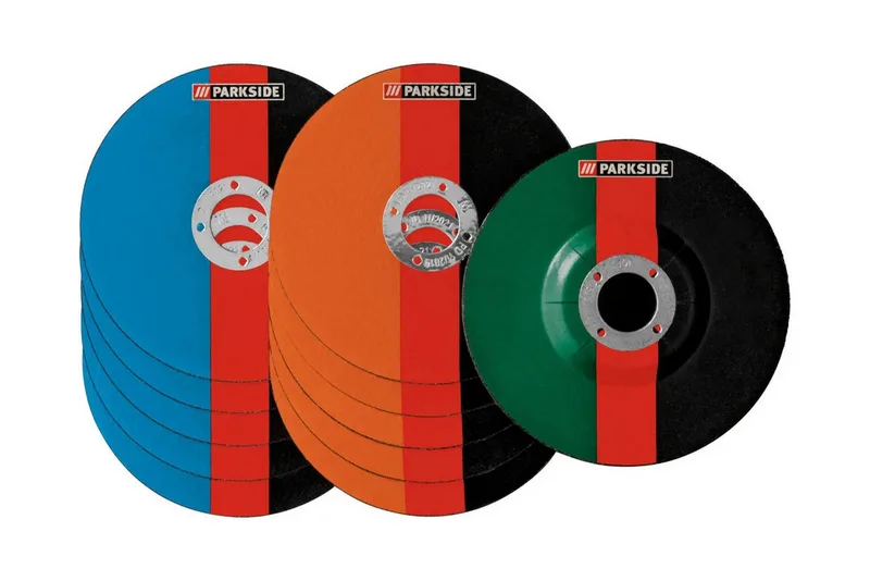 Trennscheibe ParksideTrenn- Schruppscheiben Set 11-tlg Ø125 mm Winkelschleifer, Ø 125 mm, (Set, 11-tlg., 11-teiliges Scheiben-Set), Kunstharzgebunden, für viele Baumaterialien von Parkside, Mehrfarbig – Produktbild