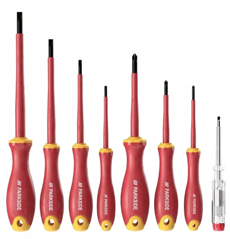 VDE Schroevendraaierset 8-delig, 1000V, CrV Staal, Spanningsmeter by Parkside, Red – product image