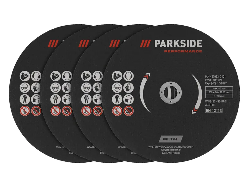 Winkelschleiferzubehör 230mm (Achtung: LV OSBE/CZ) (Trennscheiben 4 tlg.) von Parkside – Produktbild