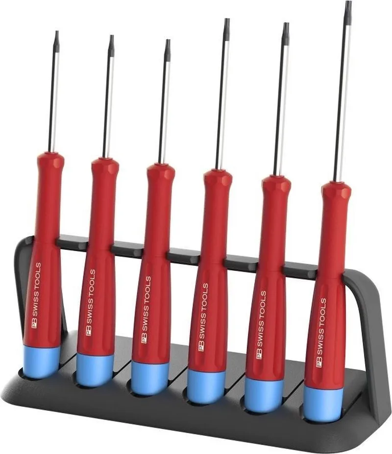 Elektronica schroevendraaierset in houder, Torx met gat, T5 - T10 van PB Swiss Tools – productafbeelding