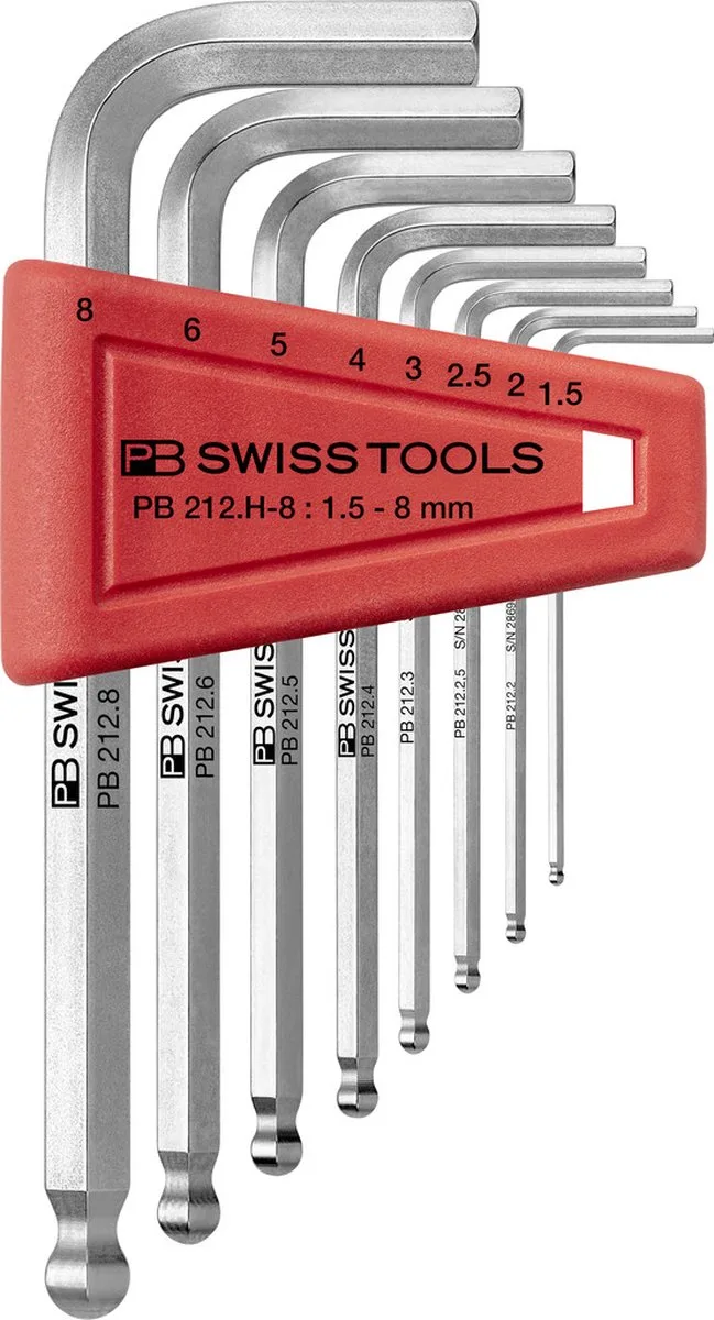 Kogelkop-Inbussleutelset - PB 212.H-8 - 8-delig van PB Swiss Tools, Zilver – productafbeelding