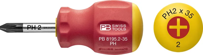 Schraubendreher Stubby PH1x 30mm SwissGrip von PB Swiss Tools, Gelb – Produktbild