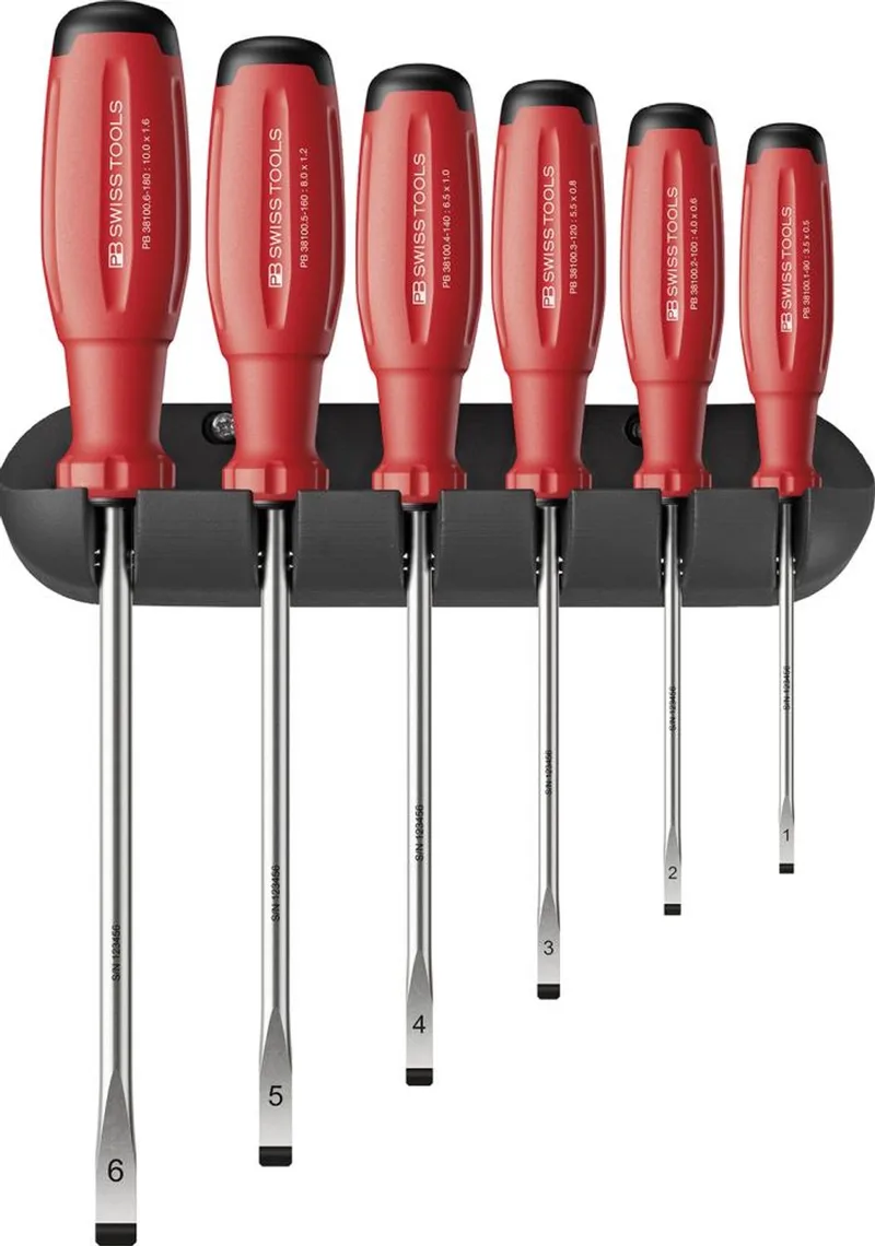 Schroevendraaierset 6-delig sleuf op wandhouder SwissGrip EVO PB Swiss von PB Swiss Tools – Produktbild
