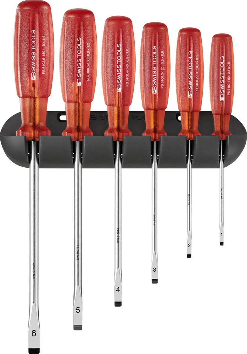 Schroevendraaierset SL 6delig Multicraft inclusief wandhoude by PB Swiss Tools – product image