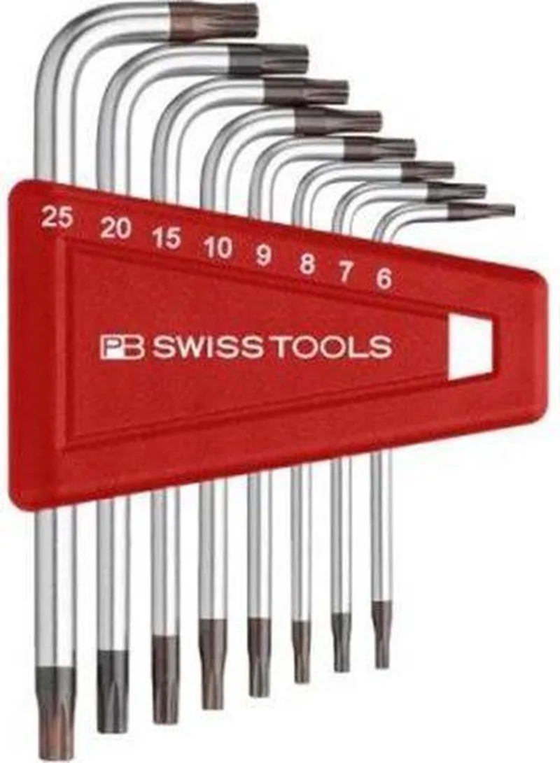 stiftsleutelset Torx TX6-TX25 met boring in punten - PB411.BH6-25 fra PB Swiss Tools, Krom – produktbillede
