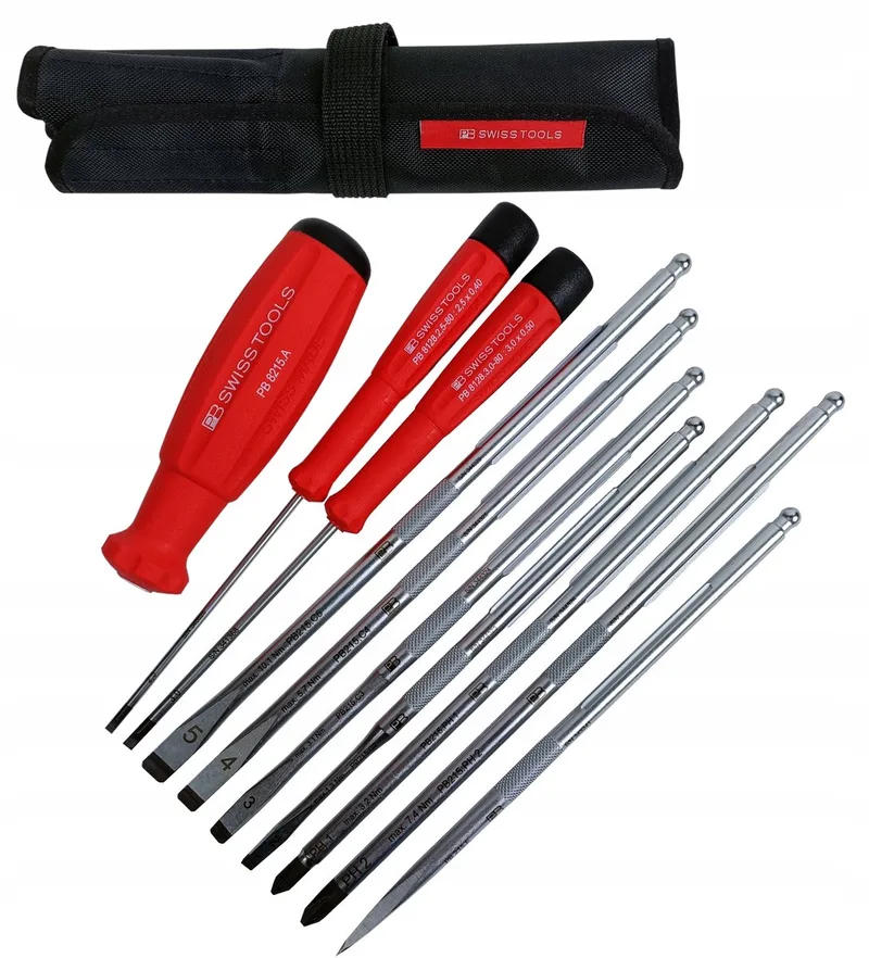 Wisselbit Schroevendraaierset - Lange Precisie Bits de PB Swiss Tools, Rouge – image du produit