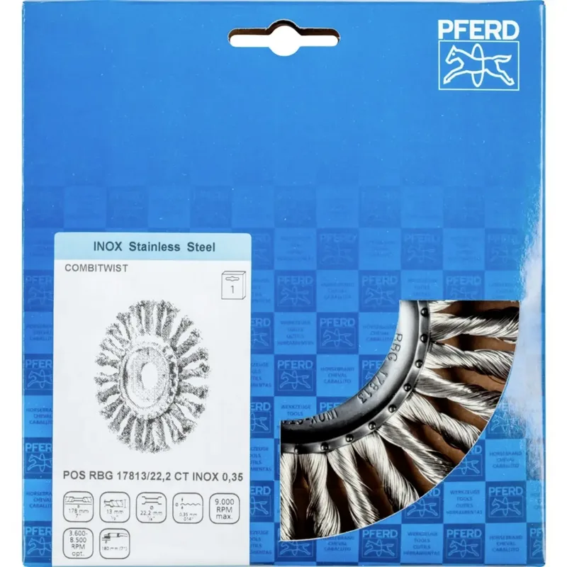 COMBITWIST Rundbürste gezopft RBG Ø 178x13x22,2 mm Edelstahl-Draht-Ø 0,35 mm Winkelschleifer von PFERD – Produktbild 2 von 2
