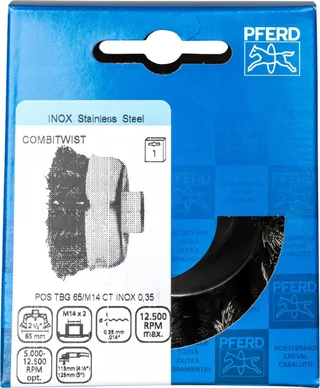 COMBITWIST Topfbürste gezopft TBG Ø 65 mm M14 Edelstahl-Draht-Ø 0,35 mm Winkelschleifer de PFERD – image du produit 3 sur 3